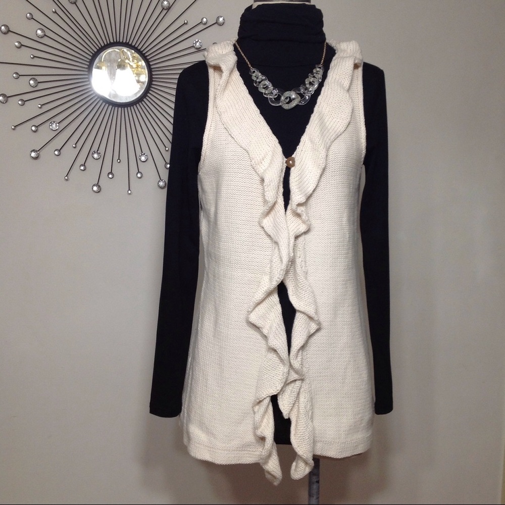 Caravan Ruffle Front Sweater Vest